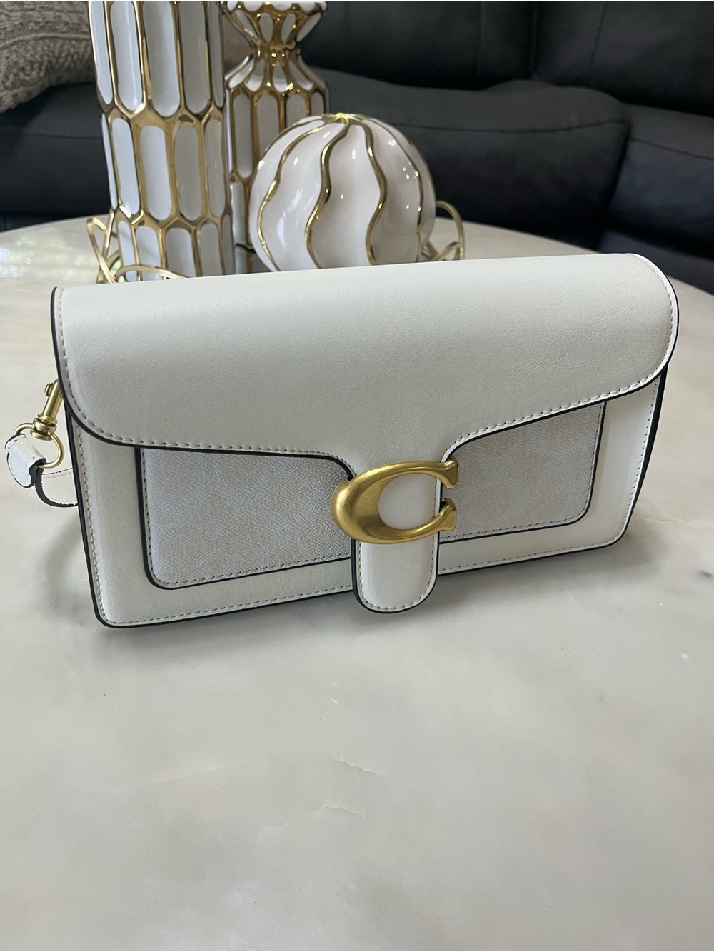 Coach White Crossbody Bag with Gold C Hardware
